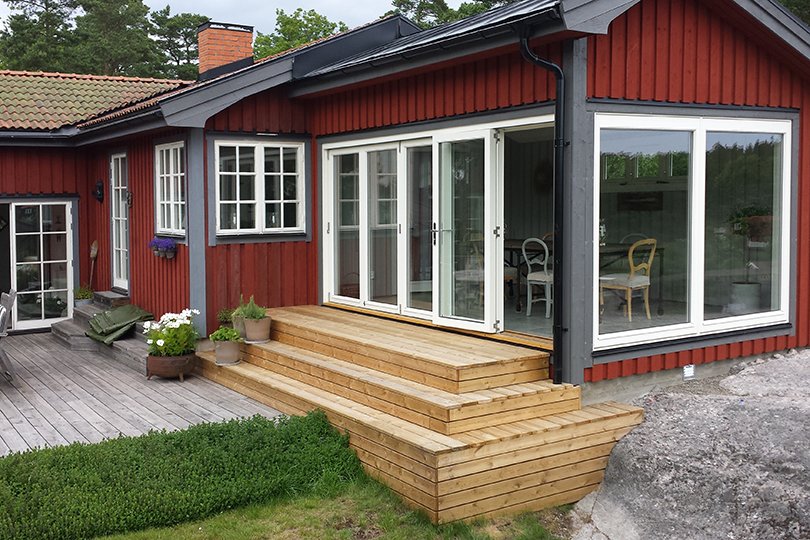 modern tra fasad fonster