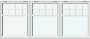 3 bågar med 1 horisontal glasavdelande och 1 horisontal, 3 vertikala spröjsar